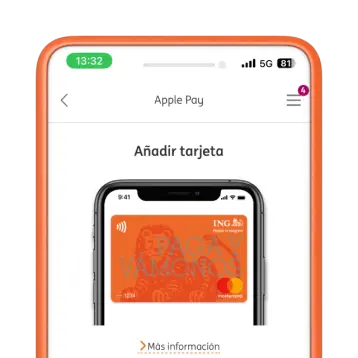 Imagen de pantalla apple pay con tarjeta ING